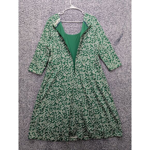 Boden Julianna Ponte Fit and Flare Midi Dress Size 16 Long Polka Dot Modal Green - Picture 4 of 15